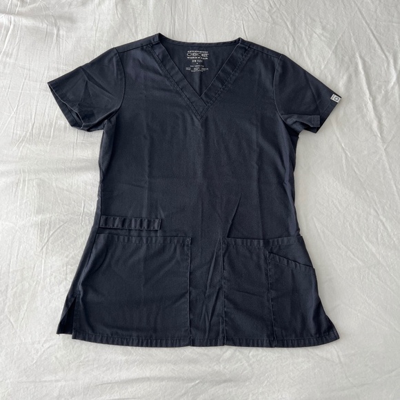 Pewter Grey V-Neck Scrub Top - Picture 1 of 5